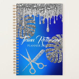 Blue Glam Glitzer Hair Salon Planner Planer