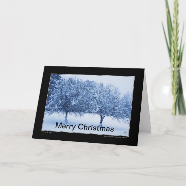 Blue Glass und Winter Äpfel Weihnachtskarte Karte (Vorderseite)