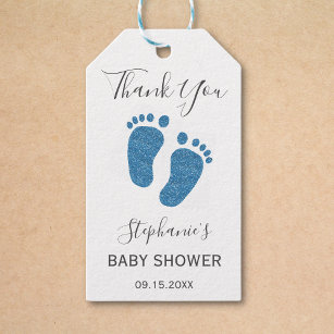 Blue Glitter Baby Shower Thank You Geschenkanhänger