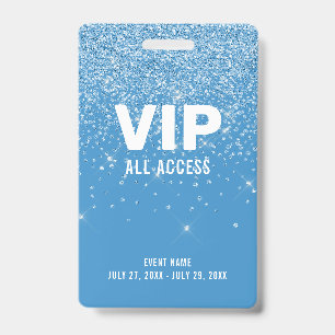 Blue Glitter Glam VIP All Access Pass Ereignis-ID Ausweis