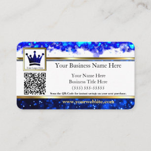 Blue Glitter Gold Striped Business Cards Visitenkarte