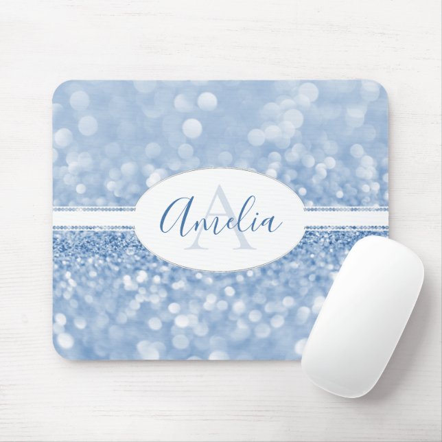 Blue Glitter Personalize Mouse Pad Mousepad (Mit Mouse)