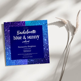 Blue Glitter Weekend Bachelorette Party Invitation Einladung