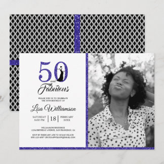 Blue Glitzer 50 Fantastisches 50. Geburtstagsparty Einladung