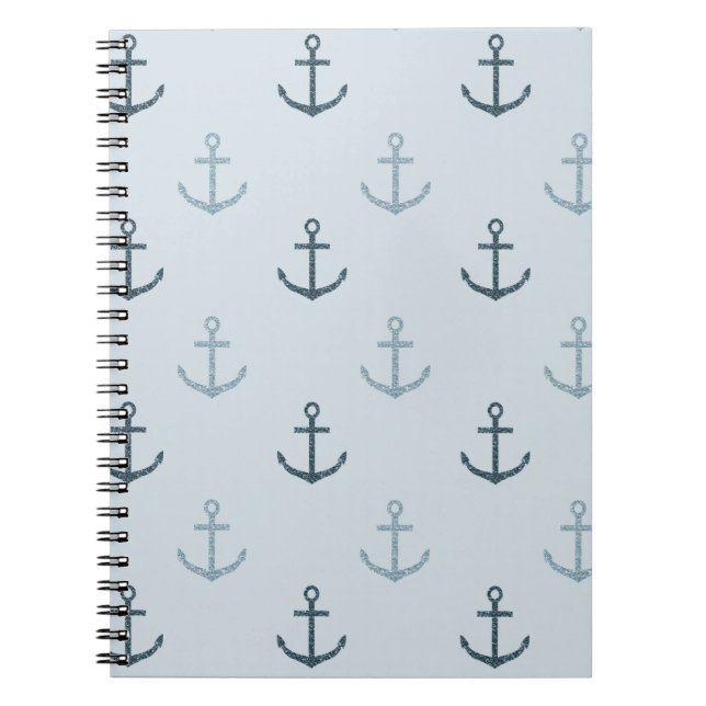 Blue Glitzer Anchors Notizblock (Vorderseite)