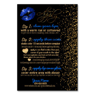 Blue Glitzer and Gold Confetti Lip Instruktionen Tischnummer