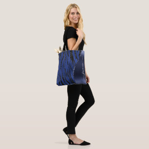 Blue Glitzer Animal Print Glam Wave Personalisiert Tasche