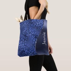 Blue Glitzer Animal Print Glam Wave Personalisiert Tasche
