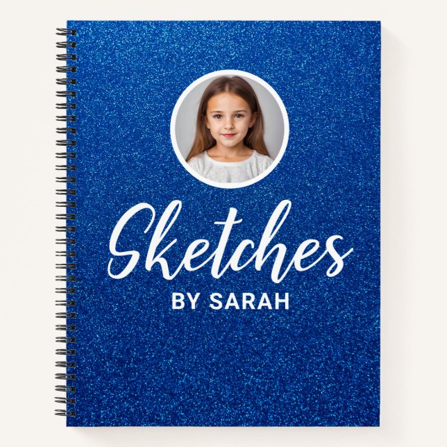 Blue Glitzer Artist Sketchbook Notebook Notepad Notizbuch (Vorderseite)