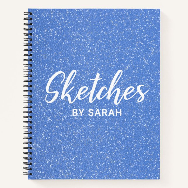 Blue Glitzer Artist Sketchbook Notebook Notepad Notizbuch (Vorderseite)