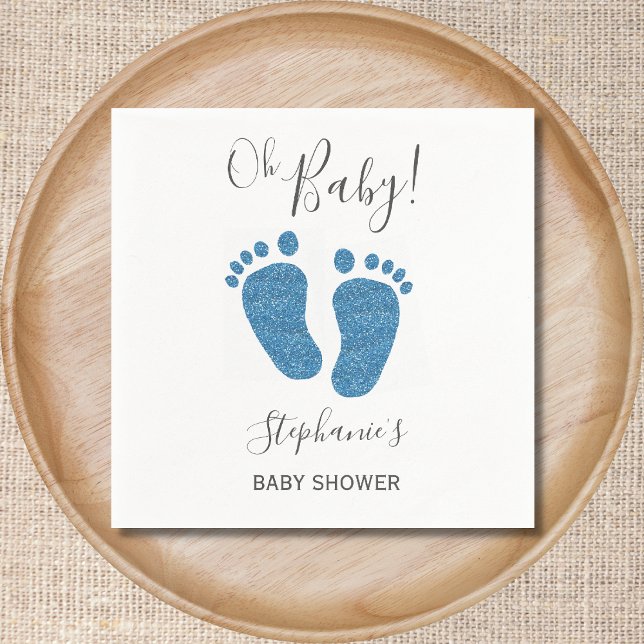 Blue Glitzer Baby Feet Babydusche Serviette (Von Creator hochgeladen)
