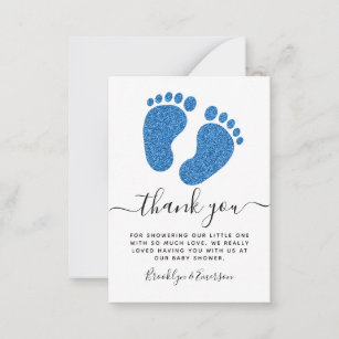Blue Glitzer Baby Feet Babydusche Vielen Dank Mitteilungskarte