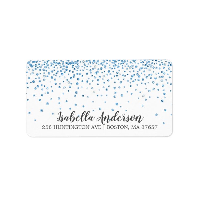 Blue Glitzer Baby Showadresse Etikett Adressaufkleber (Vorne)