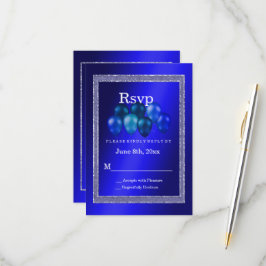 Blue Glitzer & Birthday Balloons RSVP Card Karte