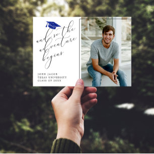 Blue Glitzer Cap Quotes Foto Moderner Abschluss Ankündigung