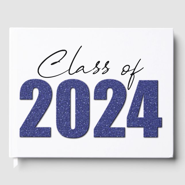 Blue Glitzer Class 2024 Gästebuch (Vorderseite)