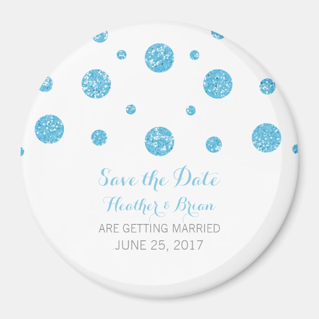 Blue Glitzer Confetti Speichern Sie das Datumsfens Magnet (Vorne)
