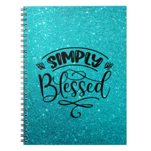 Blue Glitzer Einfach gesegnetes Notebook Notizblock