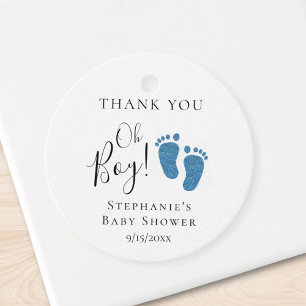 Blue Glitzer Feet Baby Dusche Vielen Dank Geschenkanhänger