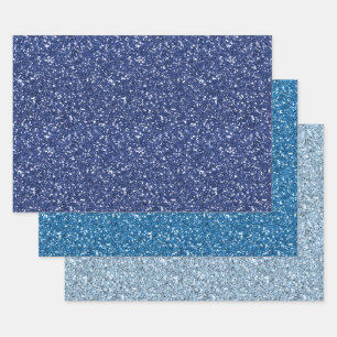Blue Glitzer Geschenkpapier Set
