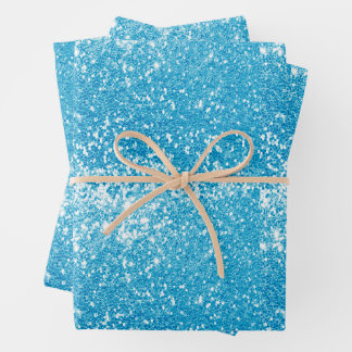 Blue Glitzer Geschenkpapier Set