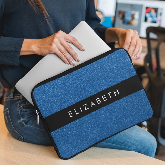 Blue Glitzer, Glitzer Hintergrund, Ihr Name Laptopschutzhülle (Von Creator hochgeladen)