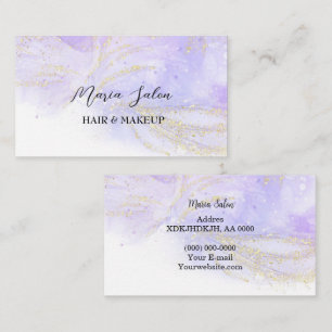 Blue Glitzer Gold Aquarell Business Card Visitenkarte