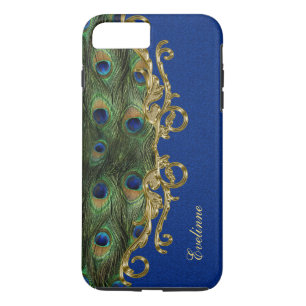 Blue Glitzer Gold-Ornament Pfauenfedern Case-Mate iPhone Hülle