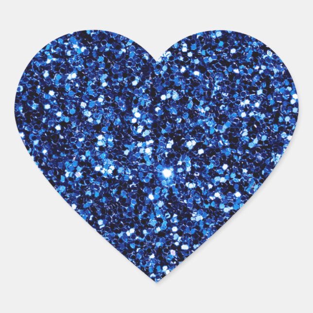 Blue Glitzer Herz-Aufkleber (Vorderseite)