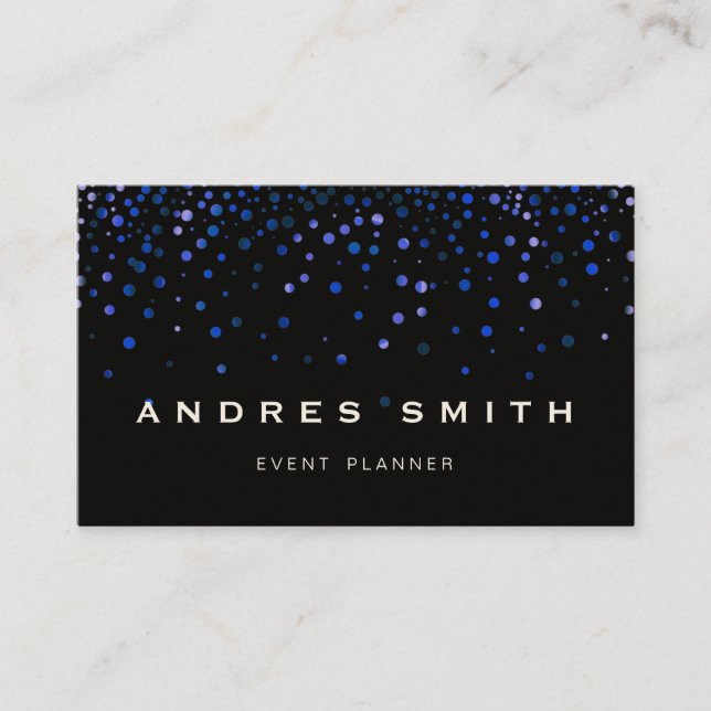 Blue Glitzer Imitate Foil Confetti Black Visitenkarte (Vorderseite)
