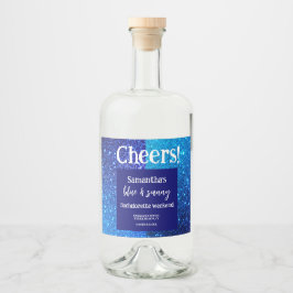 Blue Glitzer Junggeselinnen-Abschied Alkoholflaschenetikett