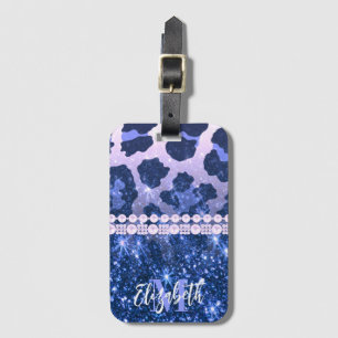 Blue Glitzer Leopard Print Gepäckanhänger