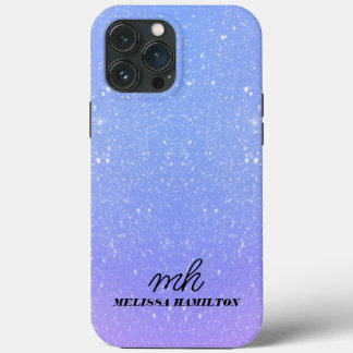 Blue Glitzer lila chic mit Monogramm I Handy Gehäu Case-Mate iPhone Hülle
