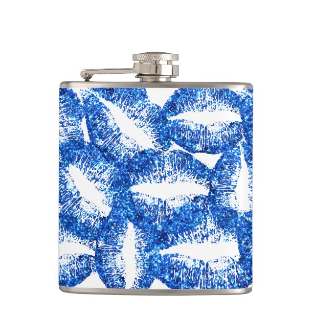 Blue Glitzer Lips #2 Flachmann (Vorderseite)