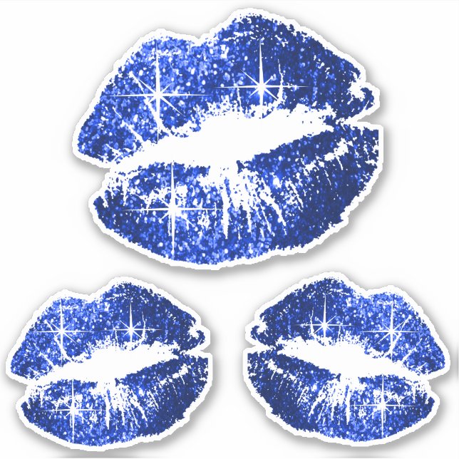 Blue Glitzer Lips - Kiss Cut Aufkleber (Vorderseite)