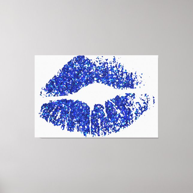 Blue Glitzer Lips Leinwanddruck (Vorderseite)