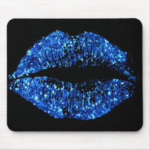 Blue Glitzer Lips Mousepad