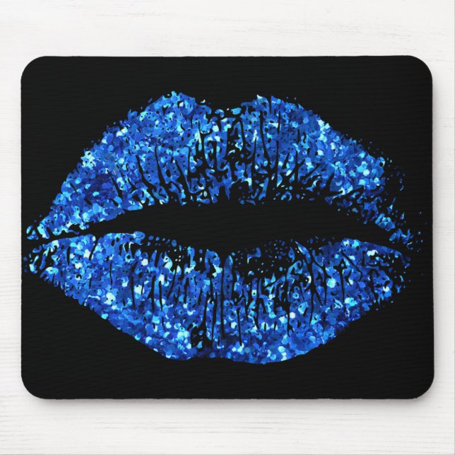 Blue Glitzer Lips Mousepad (Vorne)