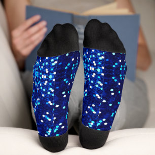 Blue Glitzer Look Socks Socken