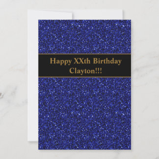 Blue Glitzer mit Message Birthday Party Einladung