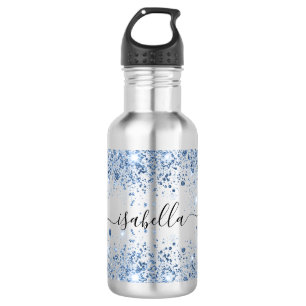 Blue Glitzer Name Skript elegant Edelstahlflasche
