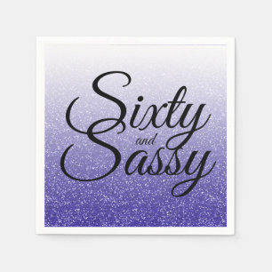 Blue Glitzer Ombre 60 und Sassy 60. Geburtstag Serviette