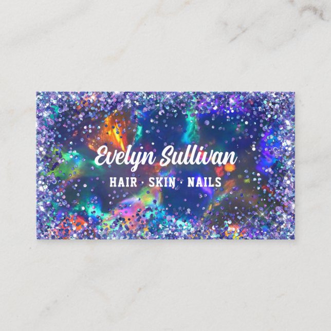 Blue Glitzer Opal Business Card Visitenkarte (Vorderseite)