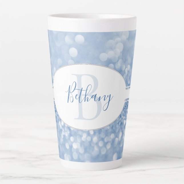 Blue Glitzer Personalisieren Sie die aktuelle Tass Milchtasse (Vorderseite)