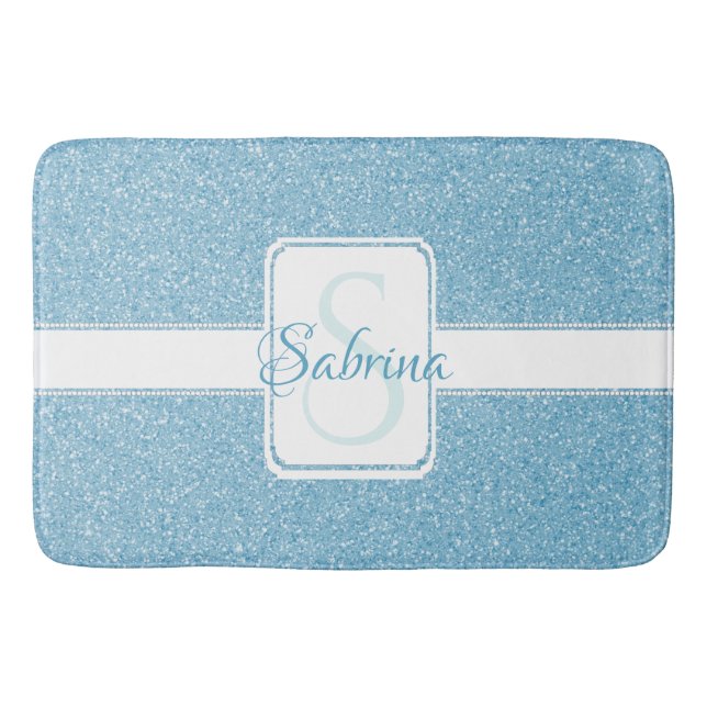Blue Glitzer Personalisiert Bath Mat Badematte (Vorderseite)