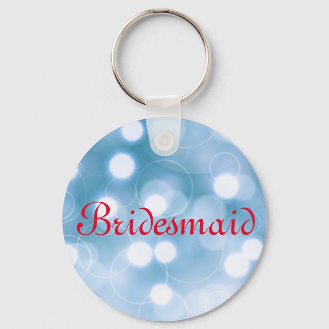 Blue Glitzer Personalisiert Bridesmaid Schlüsselan Schlüsselanhänger (Vorderseite)