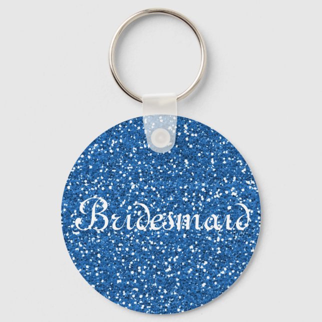 Blue Glitzer Personalisiert Bridesmaid Schlüsselanhänger (Vorderseite)