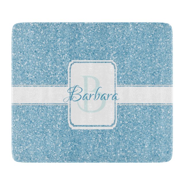Blue Glitzer Personalisiert Cutting Board Schneidebrett (Vorderseite)