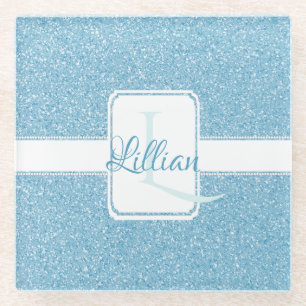 Blue Glitzer Personalisiert Glass Untersetzer