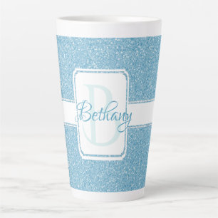 Blue Glitzer Personalisiert Latte Tasse